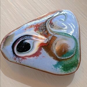 Vintage Mead Ireland Brooch Abstract Enamel Colorful Blue Triangle